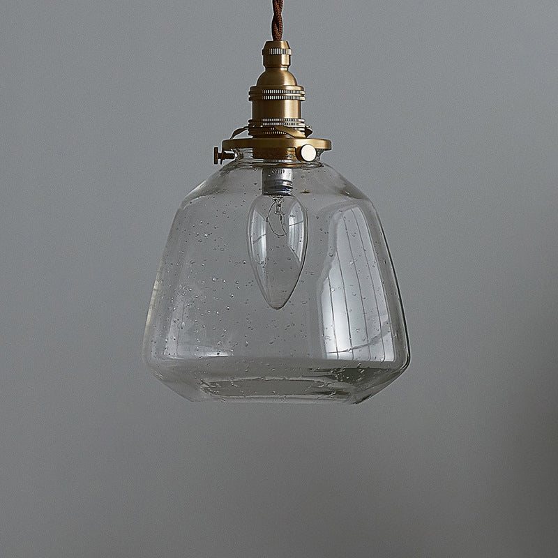 Sleek Bubbled Glass Pendant Light With Tapered Design - Perfect For Restaurants 1-Bulb Fixture Clear
