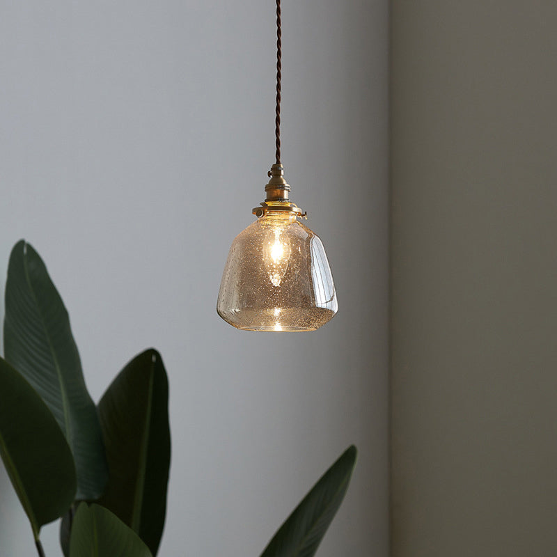 Sleek Bubbled Glass Pendant Light With Tapered Design - Perfect For Restaurants 1-Bulb Fixture