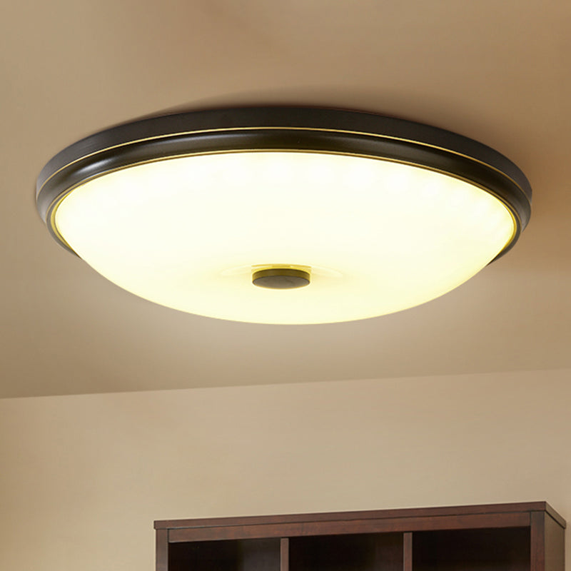 Opal Glass Led Flush Mount Ceiling Light - Traditional Bedroom Lighting Black / 10’