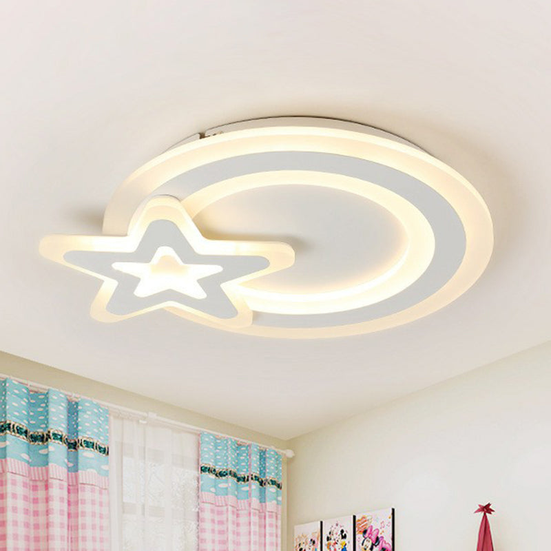 Kids’ Acrylic Shaded Flush Mount Lighting: White Led Fixture For Bedroom / 2 Color Starfish