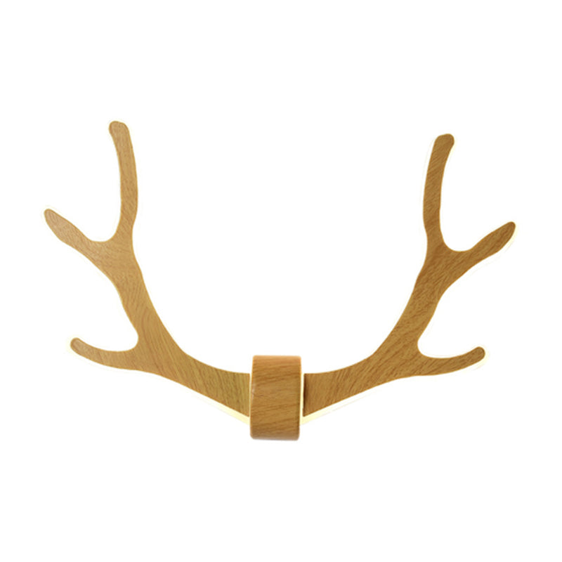 Nordic Style Wooden Antler Wall Sconce Lamp With Led Lighting - Ideal For Corridor