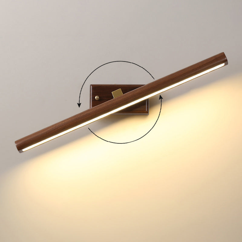 Dark Wood Nordic Linear Wall Sconce Bathroom Led Light With Acrylic Shade