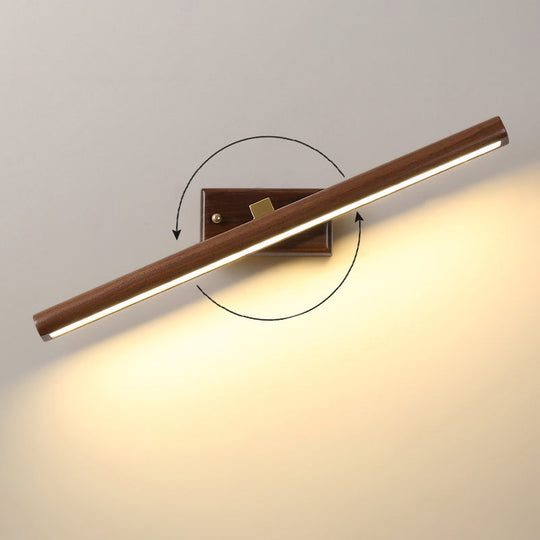 Dark Wood Nordic Linear Wall Sconce Bathroom Led Light With Acrylic Shade