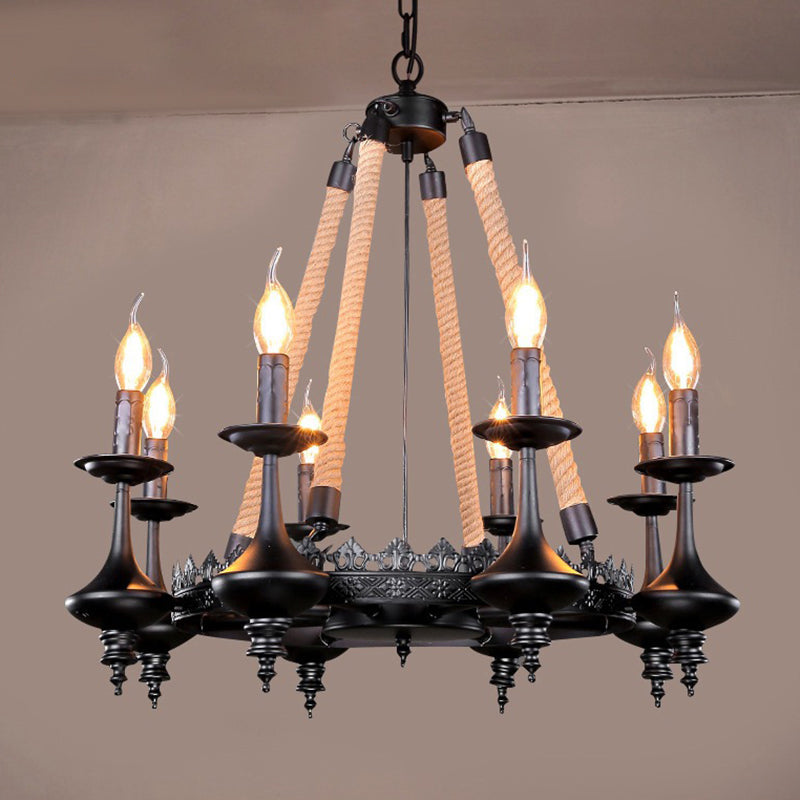 Black Retro Candelabra Chandelier For Dining Room Suspension Lighting 8 /