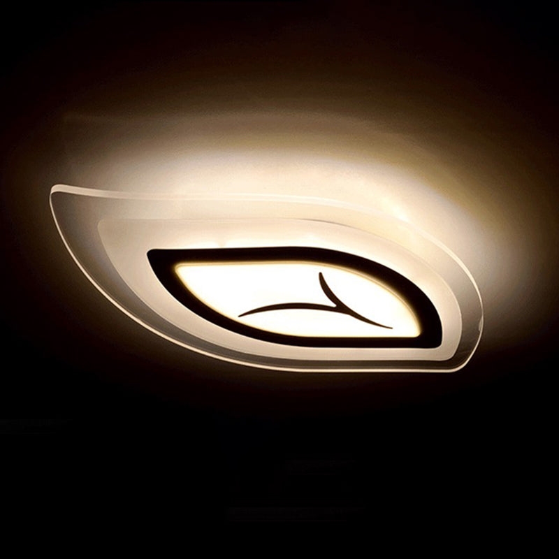 Modern Clear Acrylic Leaf Led Ceiling Light For Living Room