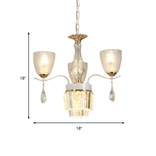 Contemporary Glass Cup Hanging Light Kit - 3/6/8 Lights Prism Chandelier With Cone Crystal Shade