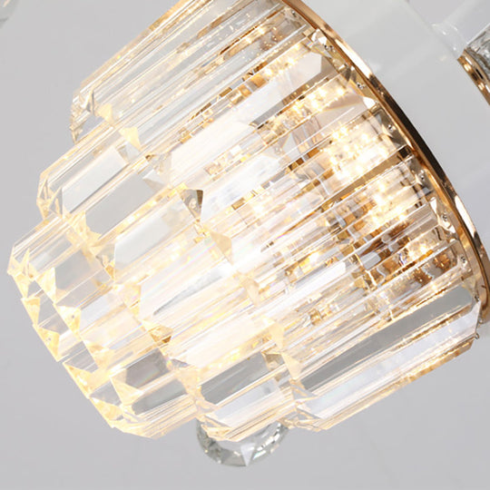 Contemporary Glass Cup Hanging Light Kit - 3/6/8 Lights Prism Chandelier With Cone Crystal Shade