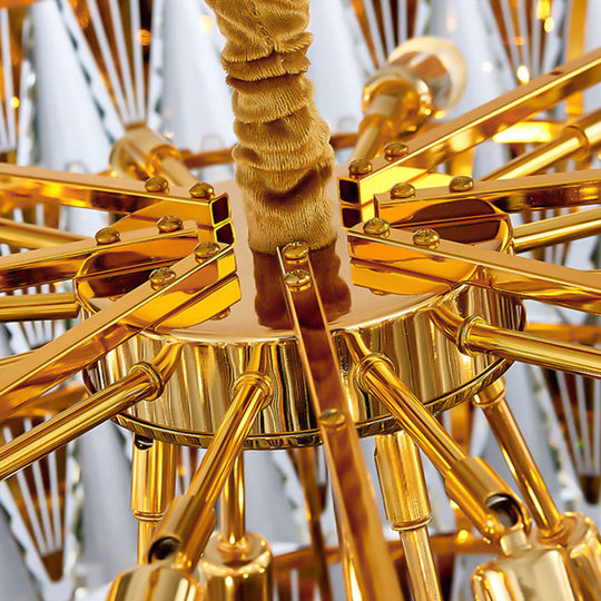 Contemporary Crystal Chandelier Light Fixture - 7 Tiers 10 Lights Gold Pendant