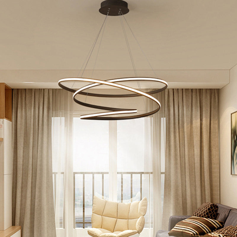 Chic Nordic Style Coffee Metallic Led Suspension Chandelier Light For Restaurants