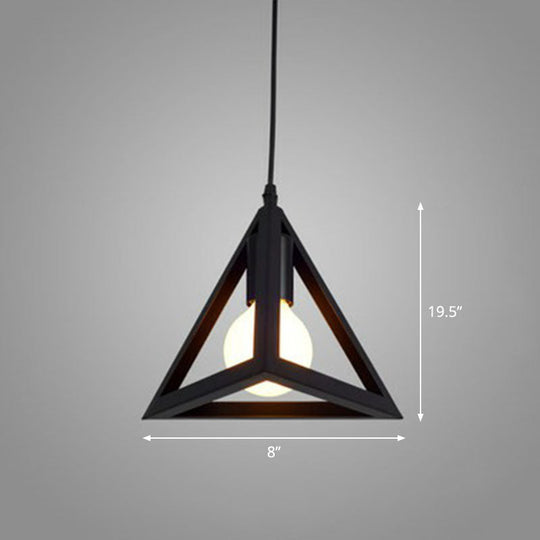 Sleek Black Geometric Iron Hanging Pendant Light Fixture - Simplicity With 1 Bulb For Corridors /