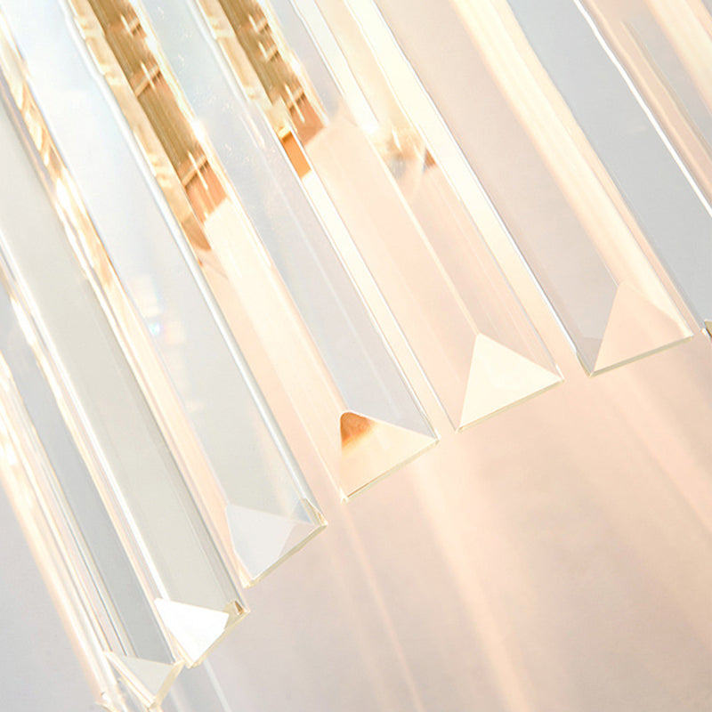 Modern Brass Finished Wall Mounted Sconce Lighting With Clear Crystal Shade - Set Of 2