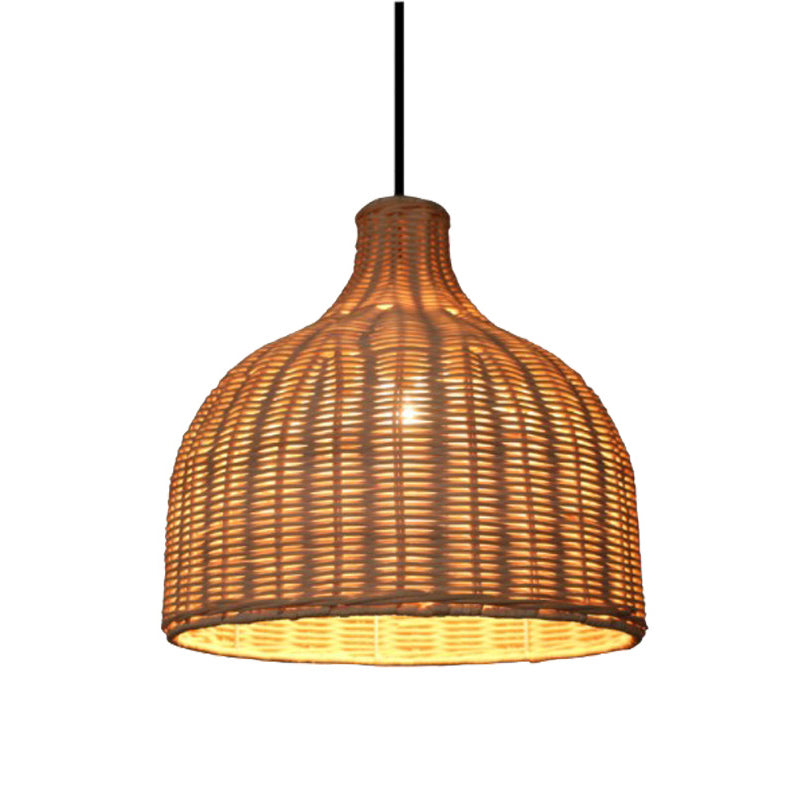Sleek Rattan Pendant Ceiling Light For Minimalist Restaurant - Basket Suspension Lighting
