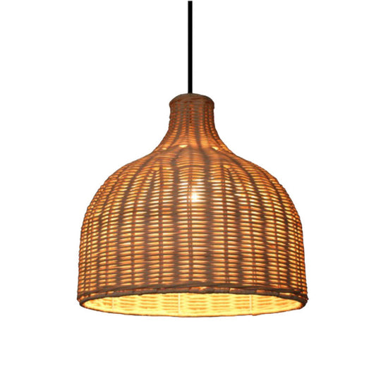 Sleek Rattan Pendant Ceiling Light For Minimalist Restaurant - Basket Suspension Lighting