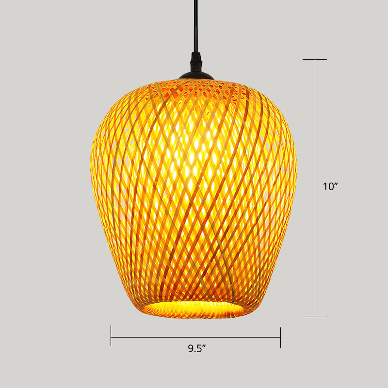 Handwoven Rattan Suspension Light: Simplicity Wood Pendant Fixture / D