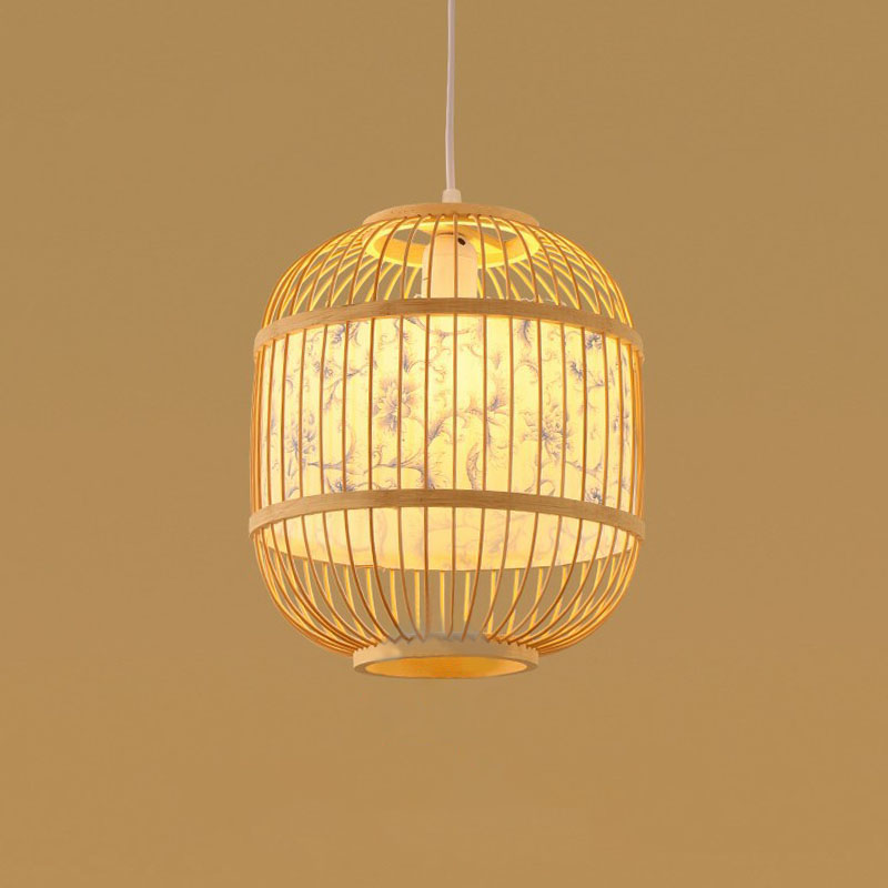 Handmade Bamboo Pendant Light - Modern Single Style For Restaurant Ceiling Wood / P