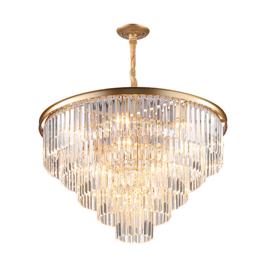 Minimalist Crystal Pendant Chandelier - Black/Gold Adjustable & 6/9/15-Light Options