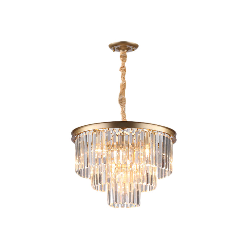 Minimalist Crystal Pendant Chandelier - Black/Gold Adjustable & 6/9/15-Light Options