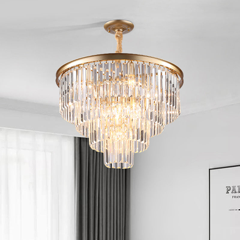Minimalist Crystal Pendant Chandelier - Black/Gold Adjustable & 6/9/15-Light Options