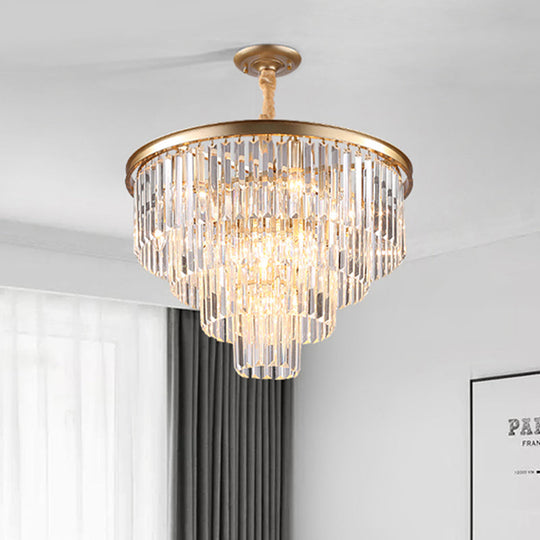 Minimalist Crystal Pendant Chandelier - Black/Gold Adjustable & 6/9/15-Light Options