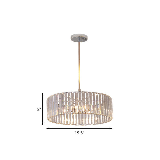 Shaded Round Crystal Pendant Light Fixture - 19.5’/23.5’ Wide Simplicity 5/6 Lights Chrome