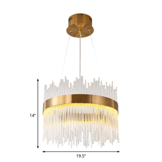 Modern Crystal Wavy Icicle Chandelier Lamp - Adjustable Length Led Gold Ceiling Light Fixture