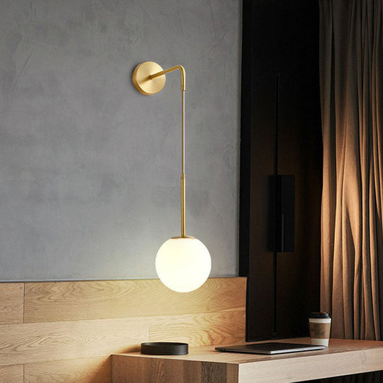 Postmodern Glass Globe Wall Lamp For Bedroom - 1-Light Mount Fixture