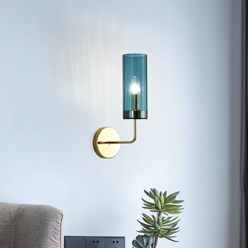 Postmodern Glass Tube Wall Sconce With Brass Finish