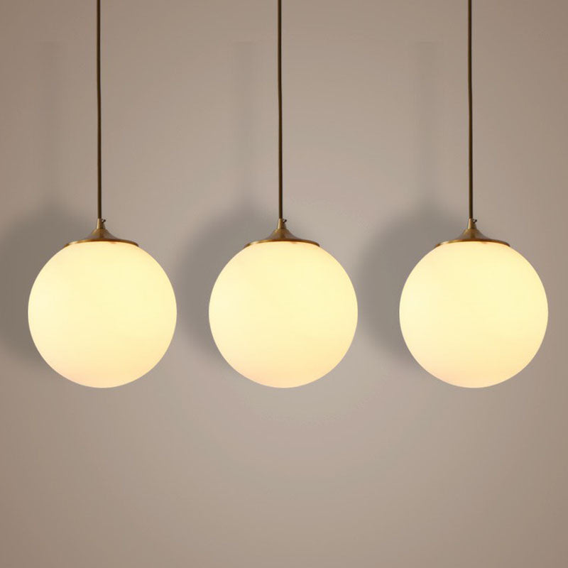 Sleek Frosted White Glass Pendant Light With Global Suspension - Ideal For Dining Rooms 1 Bulb Drop