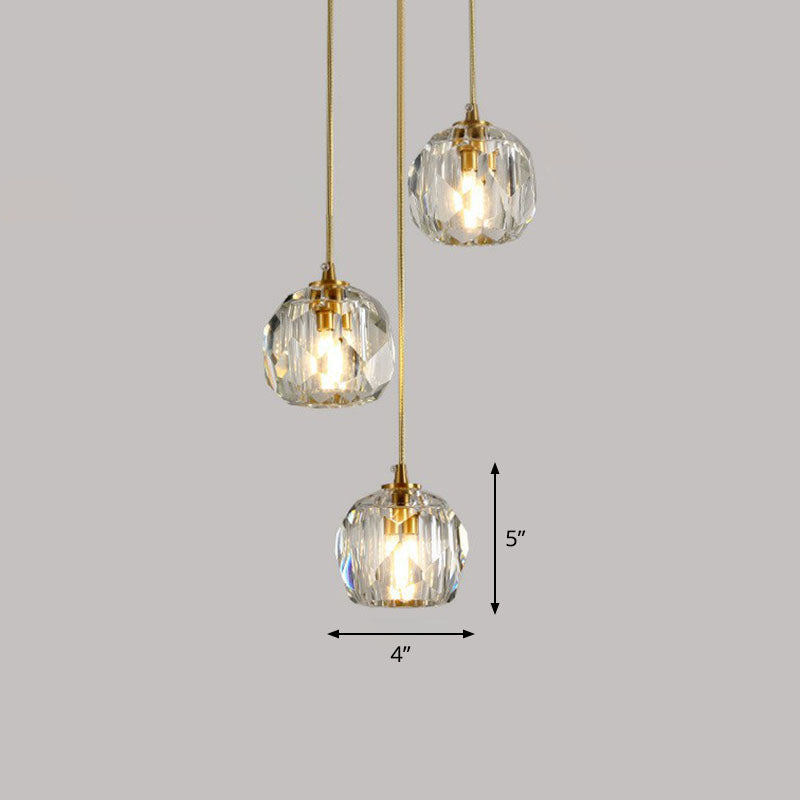 Gold K9 Crystal Pendant Lamp For Stairway Decor