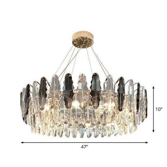 Crystal Drum Suspension Chandelier For Modern Living Room Lighting