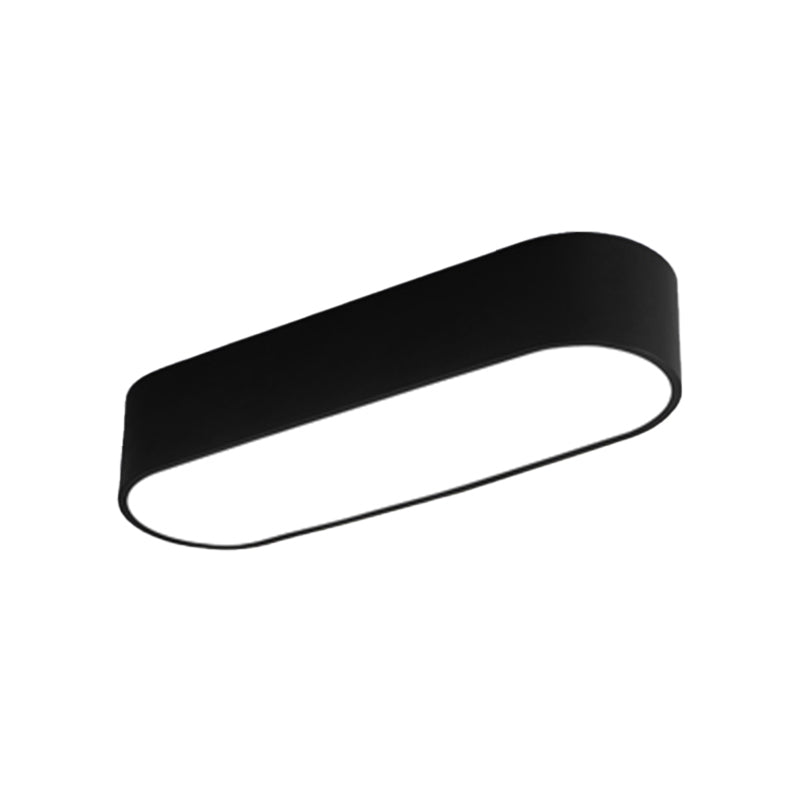 Simple Black Metallic Oval Led Ceiling Lamp - Flush Mount Light Fixture For Aisle