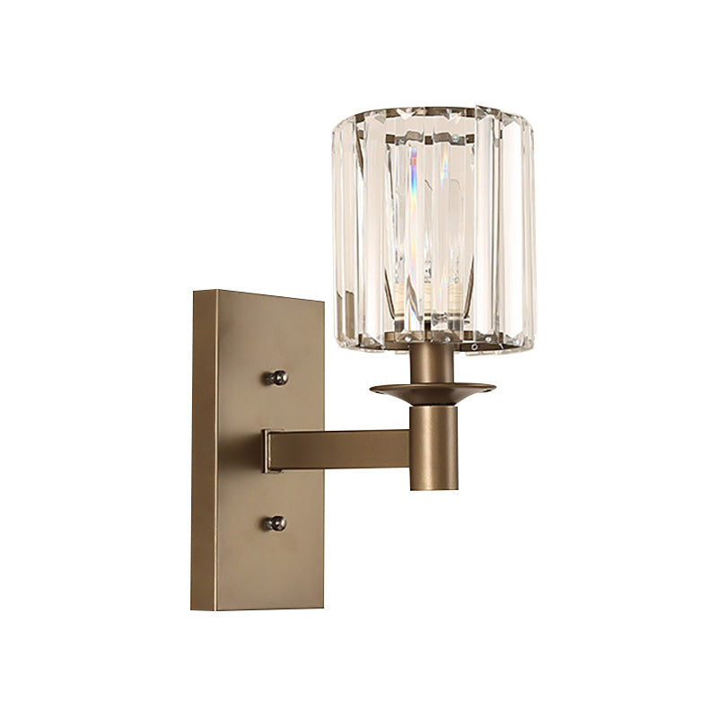 Modern Clear Glass Wall Sconce With Bronze Rectangle Backplate - Bedroom Half-Bulb Lamp