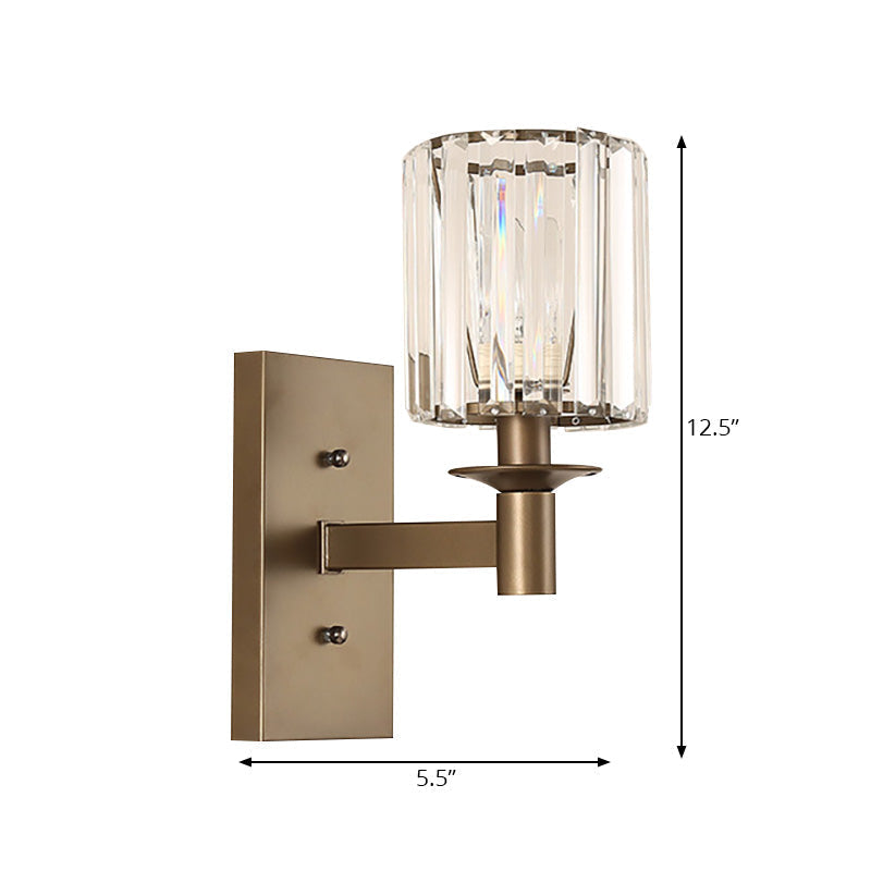 Modern Clear Glass Wall Sconce With Bronze Rectangle Backplate - Bedroom Half-Bulb Lamp