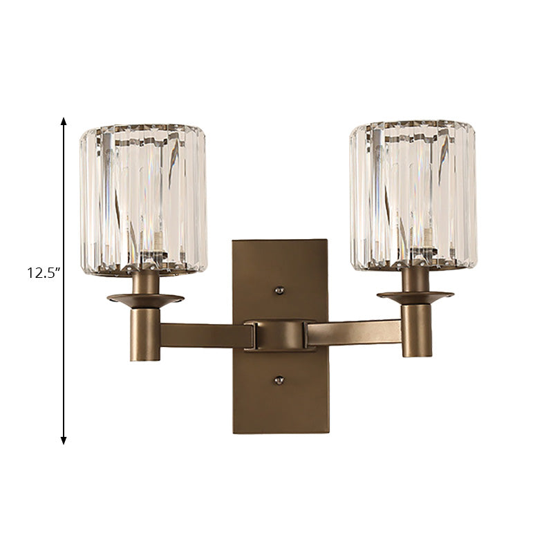 Modern Clear Glass Wall Sconce With Bronze Rectangle Backplate - Bedroom Half-Bulb Lamp