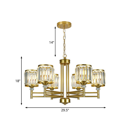 Contemporary Crystal Radial Hanging Chandelier - Brass Finish 3/6/8 Lights Bedroom Lighting