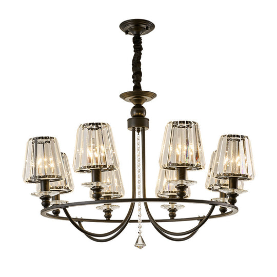 Contemporary Tapered Crystal Chandelier Pendant Light With 4/6/8 Lights - Black Ceiling Hanging