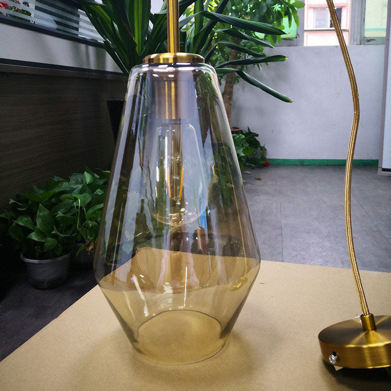 Modern Gold Diamond-Shaped Glass Pendant Ceiling Light With 3 Bulbs