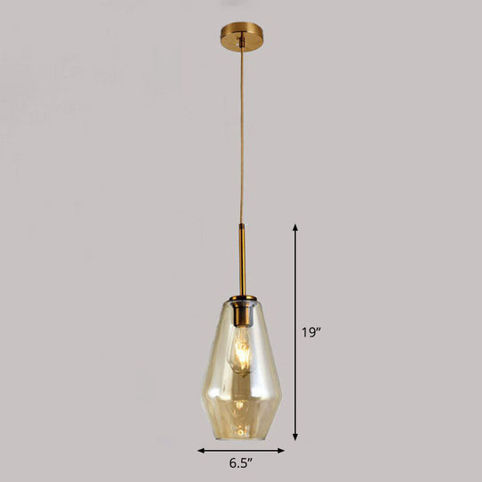 Modern Gold Diamond-Shaped Glass Pendant Ceiling Light With 3 Bulbs