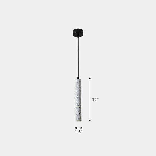 Terrazzo Dining Room Pendant Light - Minimalist Tube Led Spotlight For Hanging Ceiling White