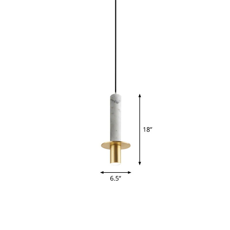 Postmodern Marble Pendant Light For Dining Room With Led Down Lighting White