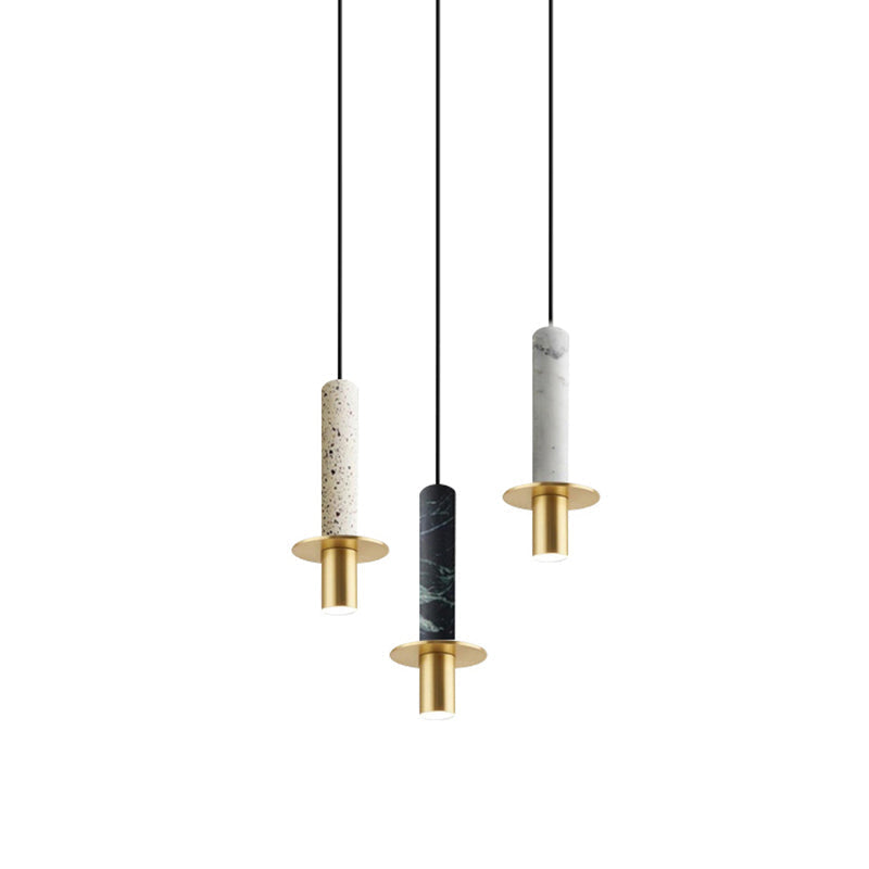 Postmodern Marble Pendant Light For Dining Room With Led Down Lighting