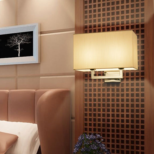 Modern Chrome 2-Light Rectangular Fabric Wall Lamp