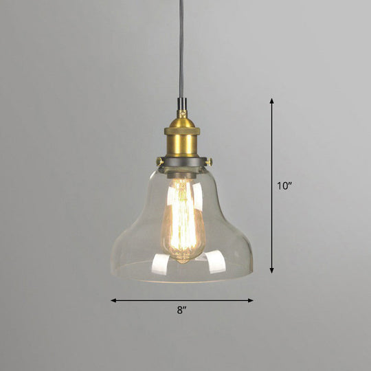 Retro Style Clear Glass Pendant Light Fixture - 1-Light Suspension With Pot Lid Design