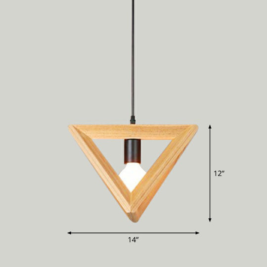 Geometric Wooden Pendant Lamp - Minimalist Single Ceiling Light For Restaurants Wood / C