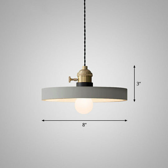 Minimalist Geometric Cement Pendant Light With Rotary Switch For Dining Rooms - Grey / D