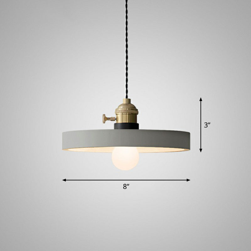 Minimalist Grey Cement Pendant Light - Geometric Dining Room Down Lighting 1-Light With Rotary