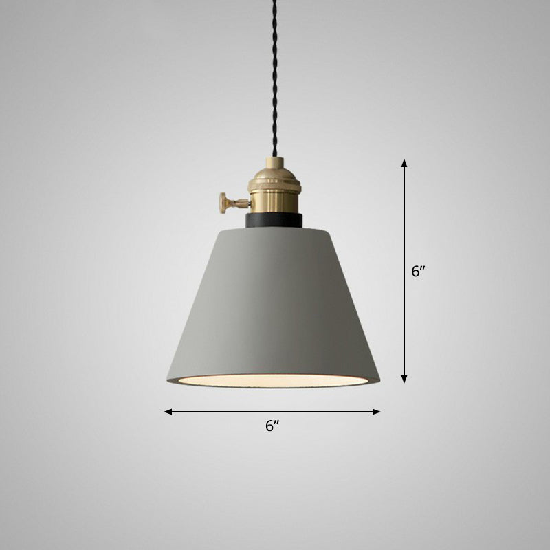 Minimalist Grey Cement Pendant Light - Geometric Dining Room Down Lighting 1-Light With Rotary