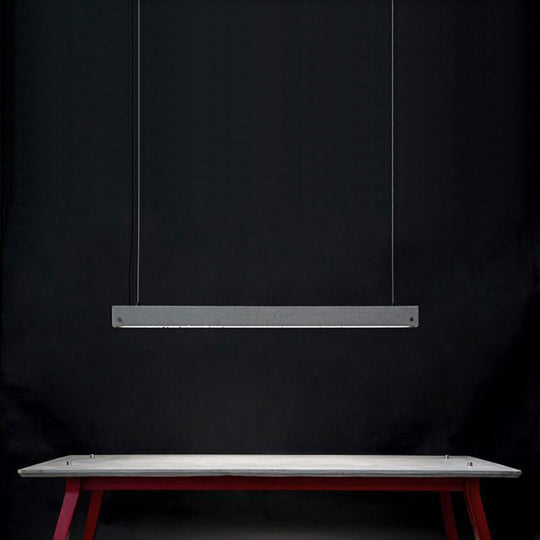 Grey Rectangular Ceiling Light For Office - Simple 1 Head Suspension Lighting In Cement