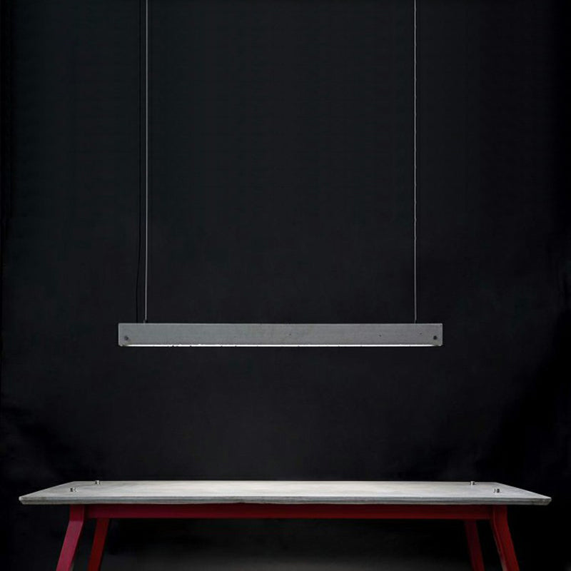 Sleek Grey Rectangular Suspension Lighting: Simplicity 1-Head Cement Ceiling Light For Office