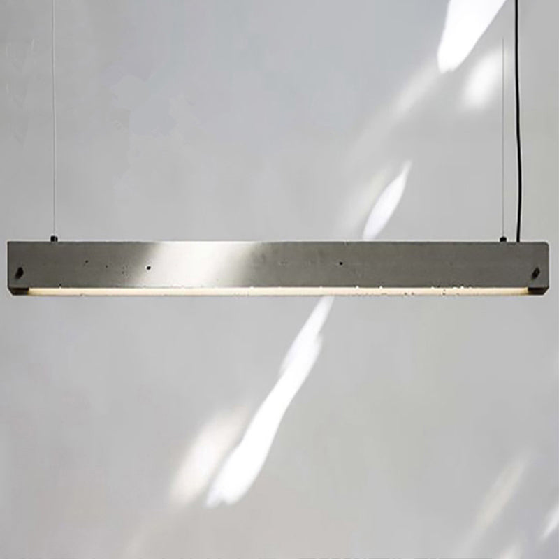 Grey Rectangular Ceiling Light For Office - Simple 1 Head Suspension Lighting In Cement / 38.5’